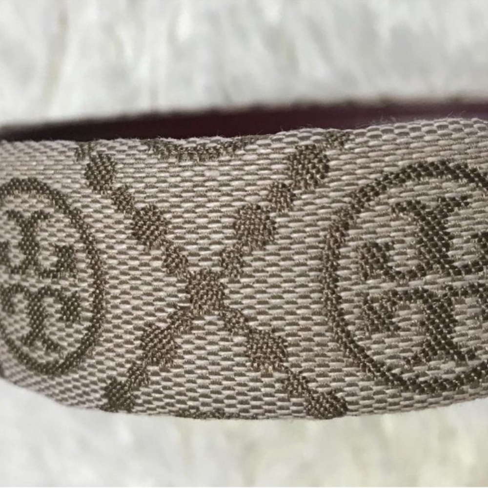 Tory Burch New T Monogram Canvas Leather Headband Hazel Logo $129 - Picture 2 of 3
